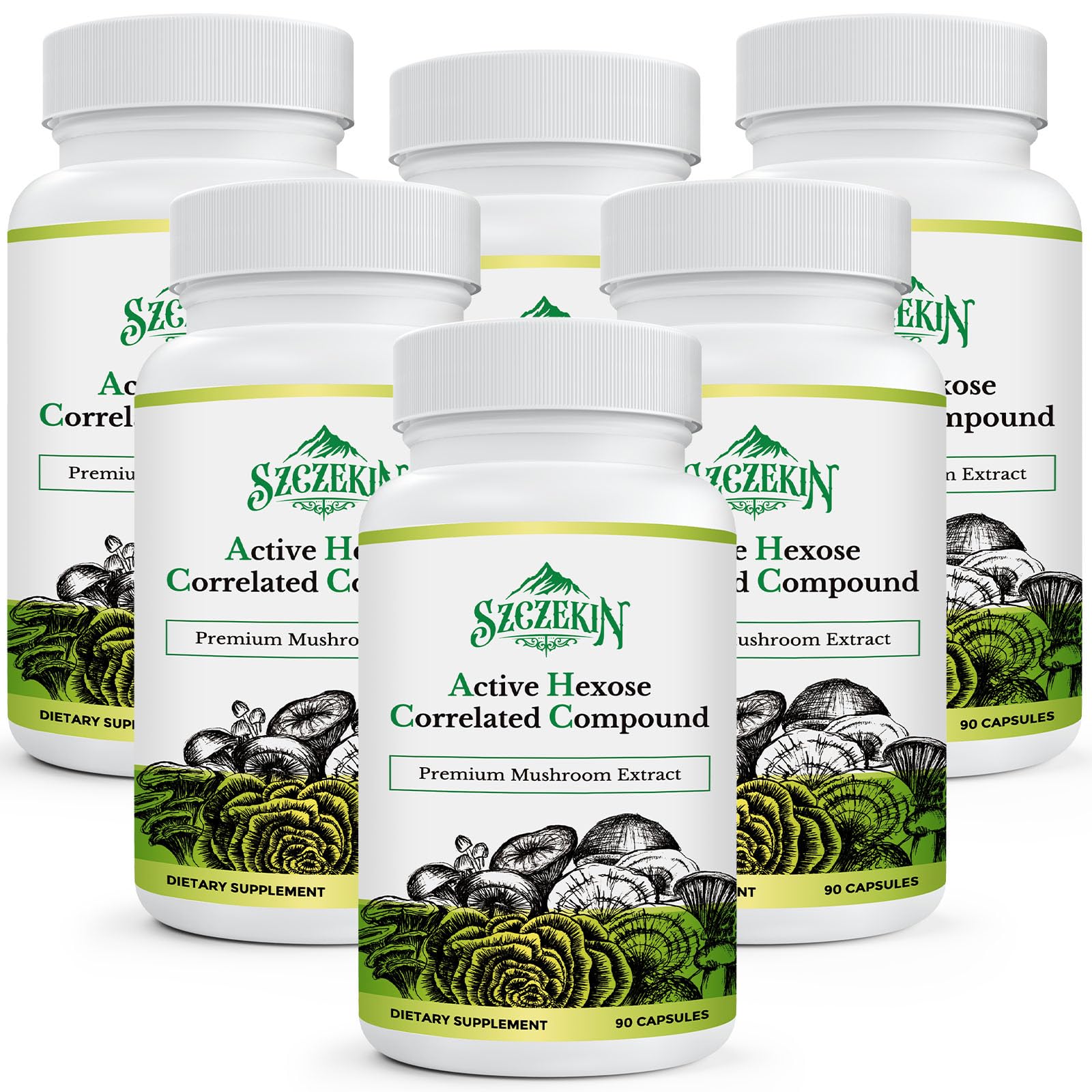 Szczekin AHCC 1500 mg bottle front showing vegan capsules for daily immune support