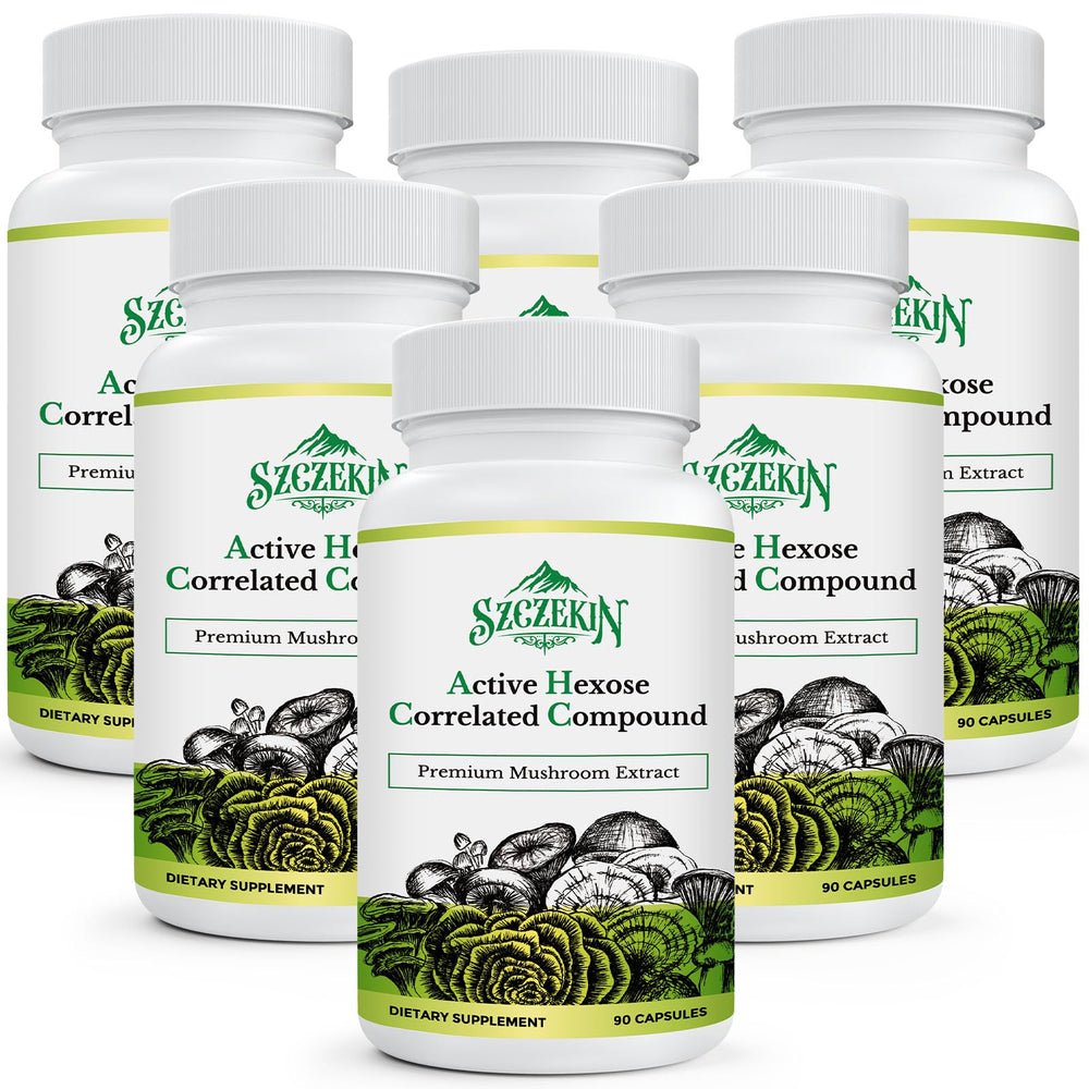 Szczekin AHCC 1500 mg bottle front showing vegan capsules for daily immune support