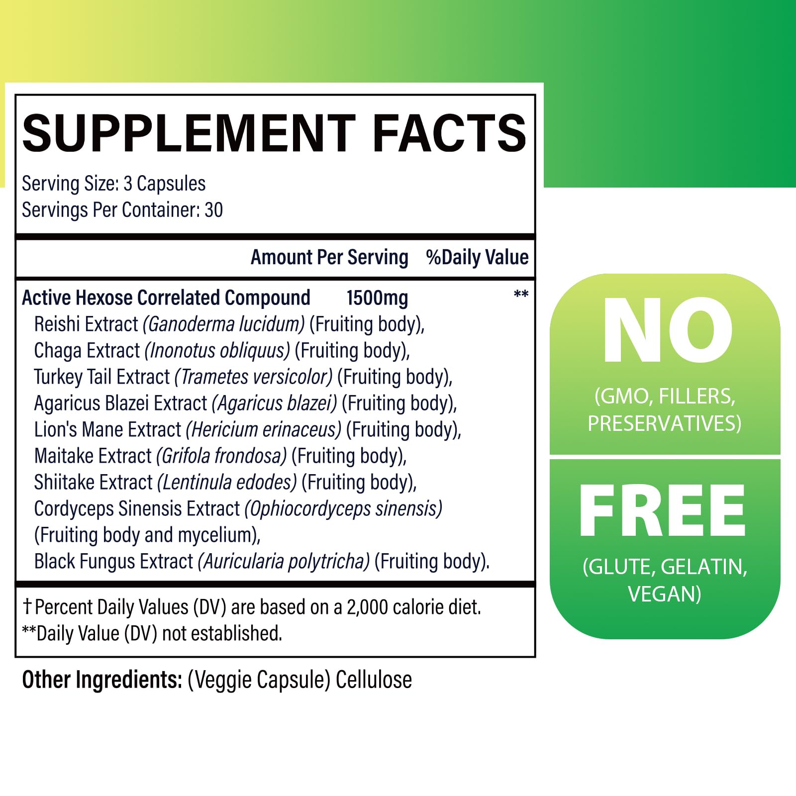 Szczekin AHCC 8-mushroom blend label highlighting immune support potential