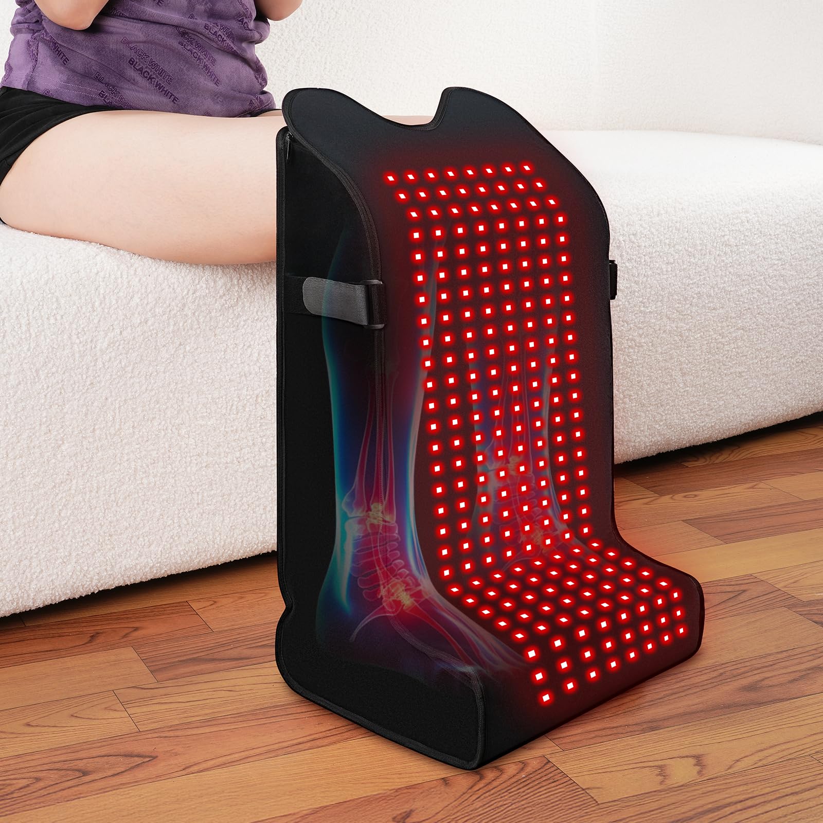 SZDGGZ red light therapy device, front view, targets feet and legs for soothing recovery after activity
