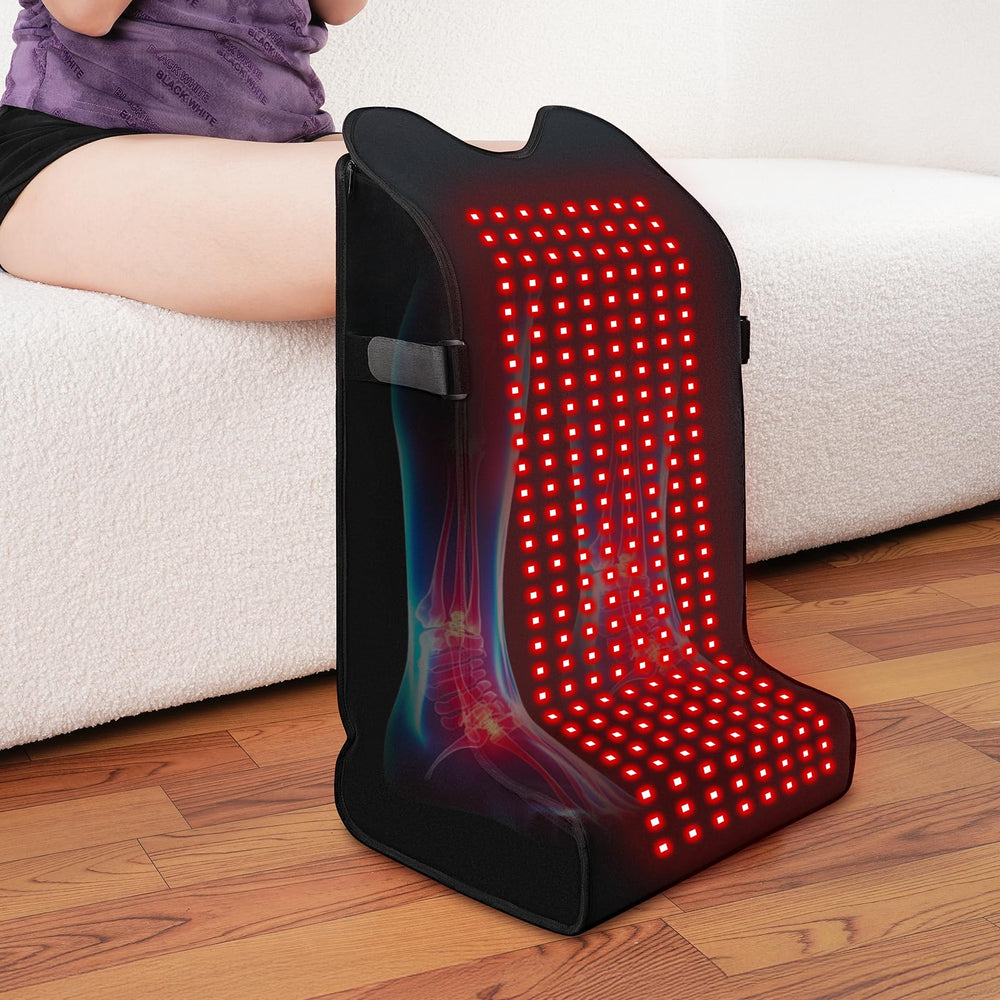 SZDGGZ red light therapy device, front view, targets feet and legs for soothing recovery after activity