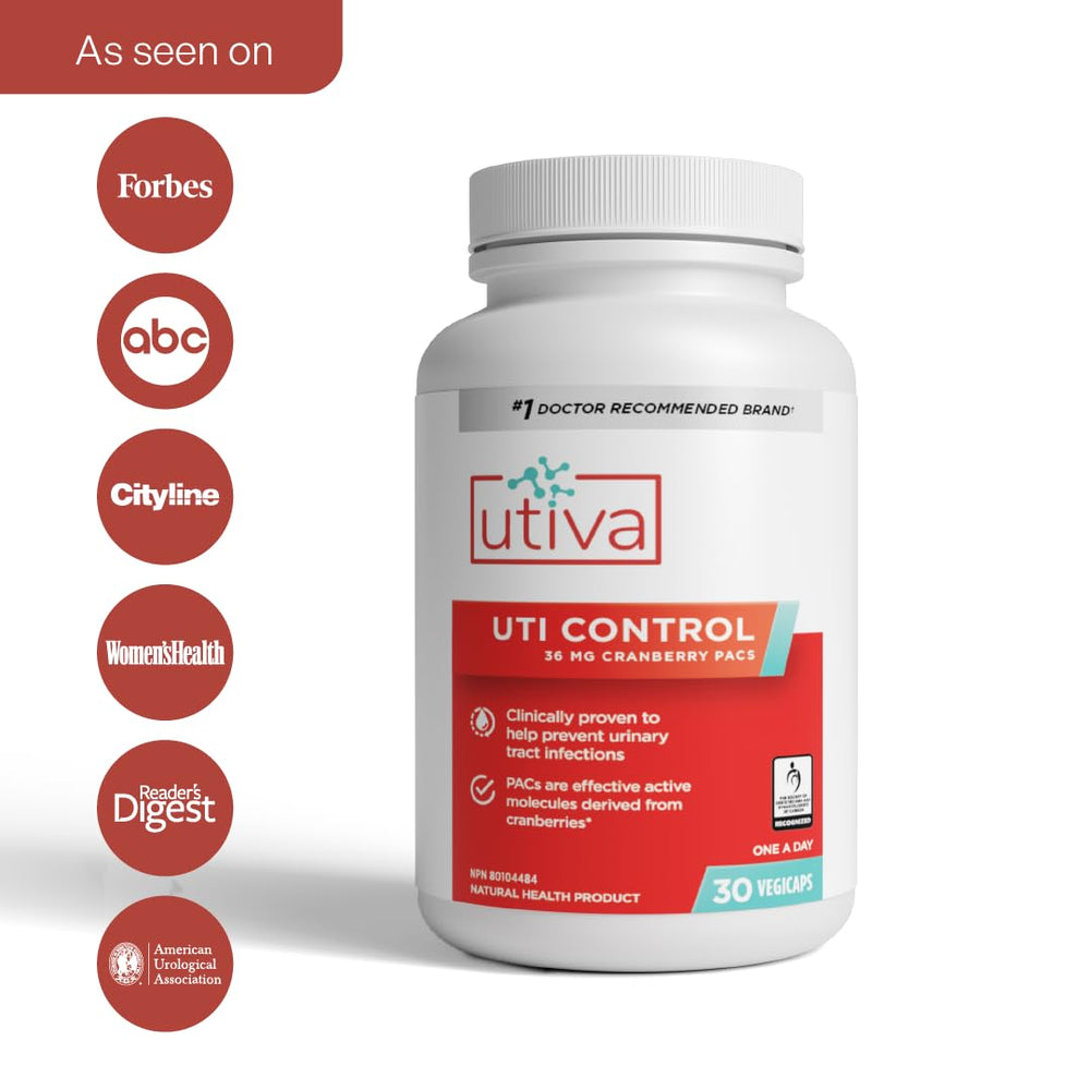 Szio+ Utiva Cranberry PACs capsules ready for easy one-a-day dosing.