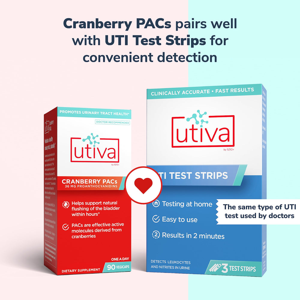 Szio+ Utiva Cranberry PACs vegan capsules manufactured in Canada.