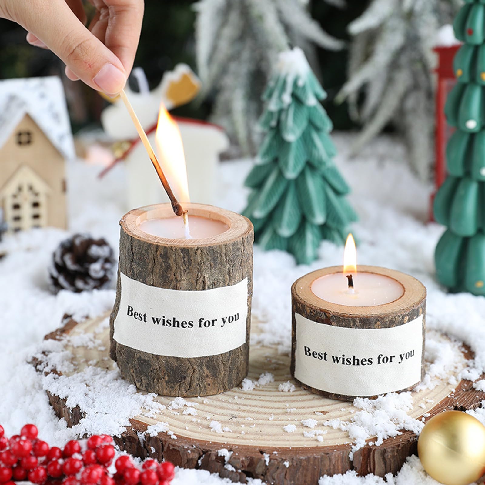T-shin eco-friendly wooden holder doubles as reusable decor after burning.