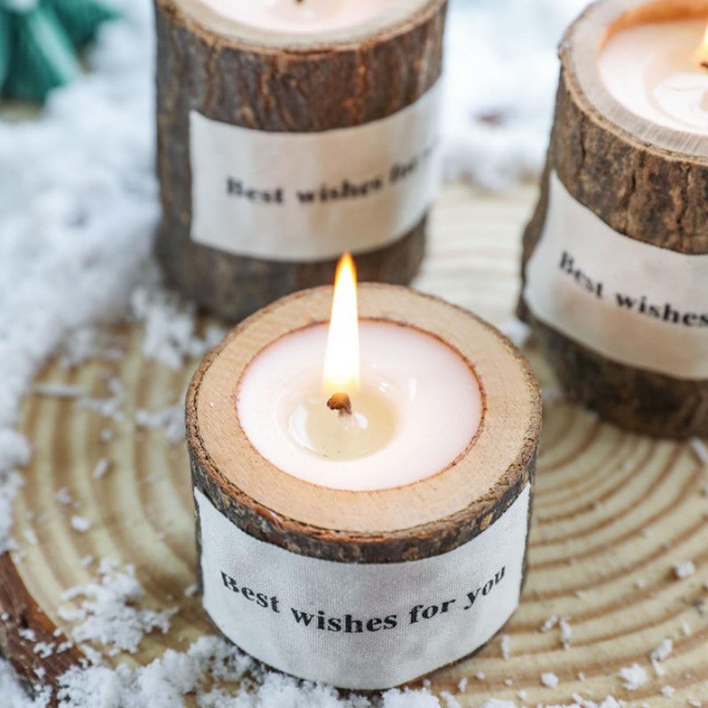 T-shin log candle 130G supports versatile display with tea lights or small plants.
