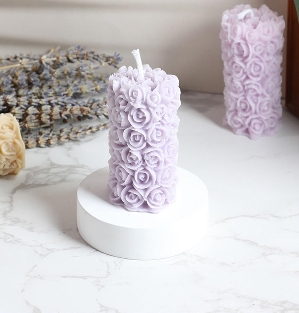 T-shin handmade carved rose petals candle adds decorative flair to any table.