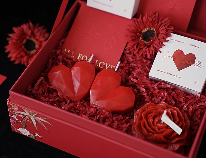 T-shin Love Heart Candle lit with warm glow mood enhancer.