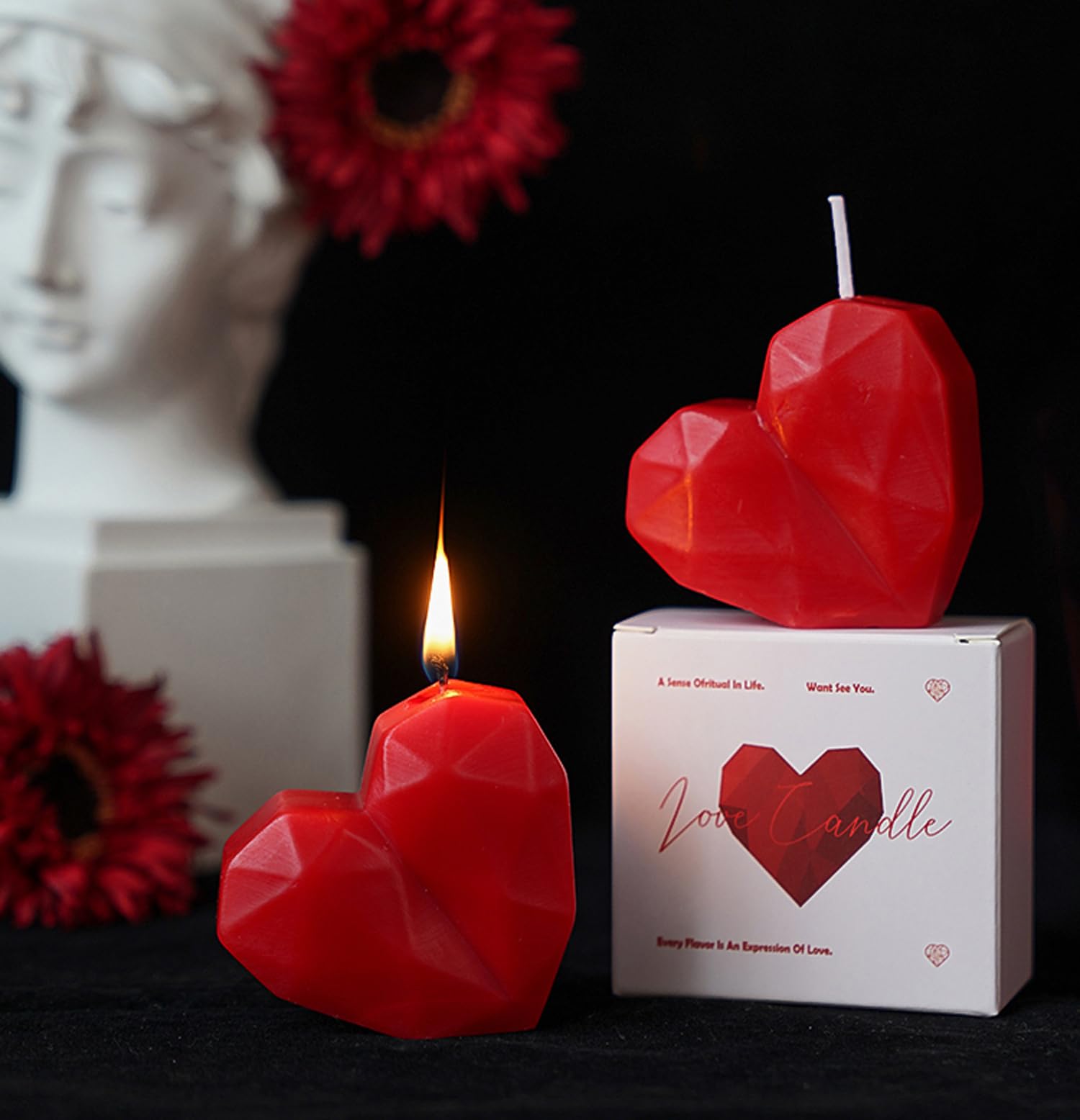 T-shin Love Heart Candle wax closeup showing natural soy texture.
