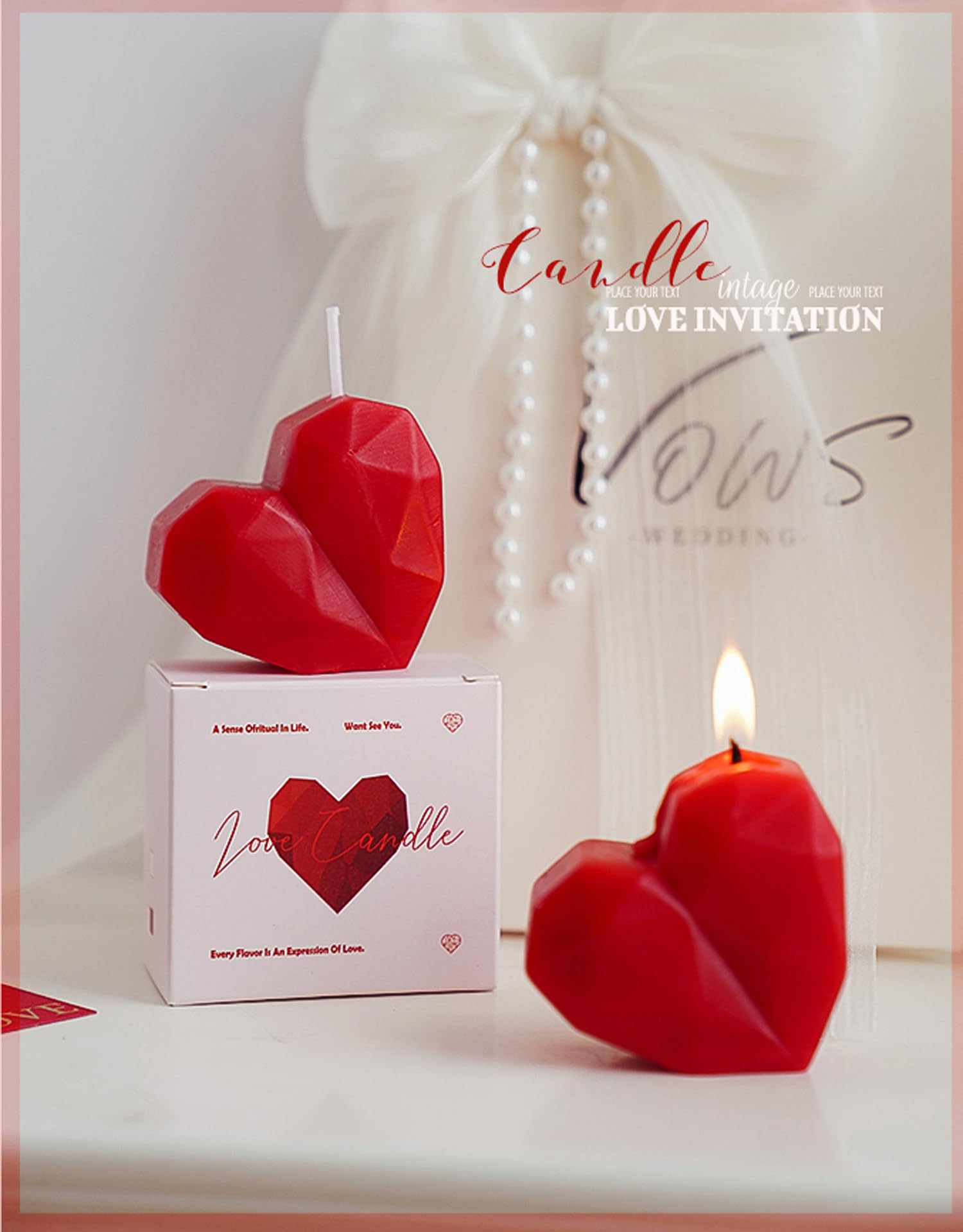 T-shin Love Heart Candle cotton wick detail.