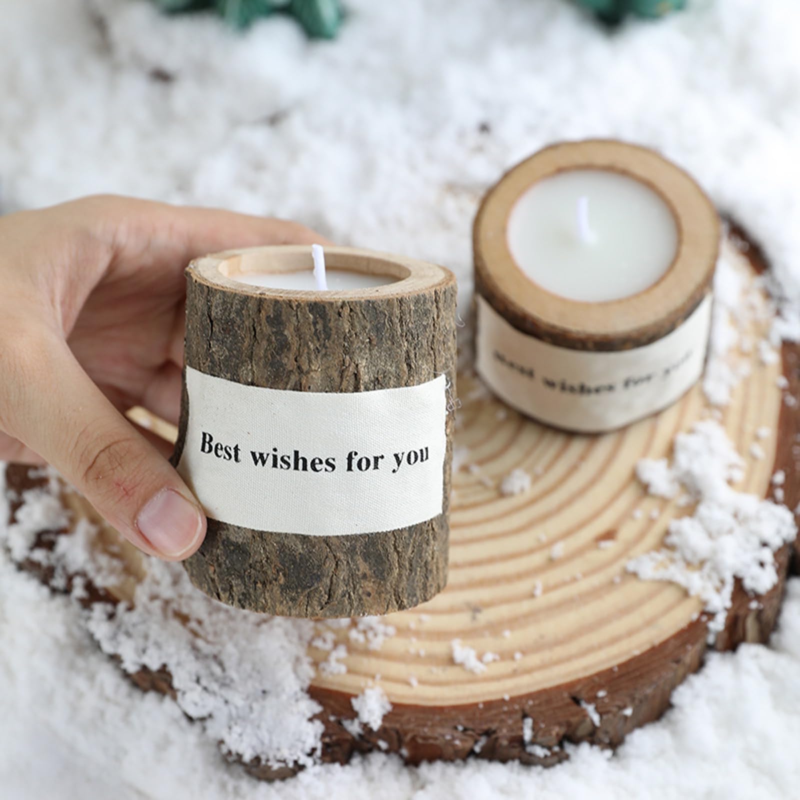 T-shin log candle on desk with floral fragrance for calm focus.