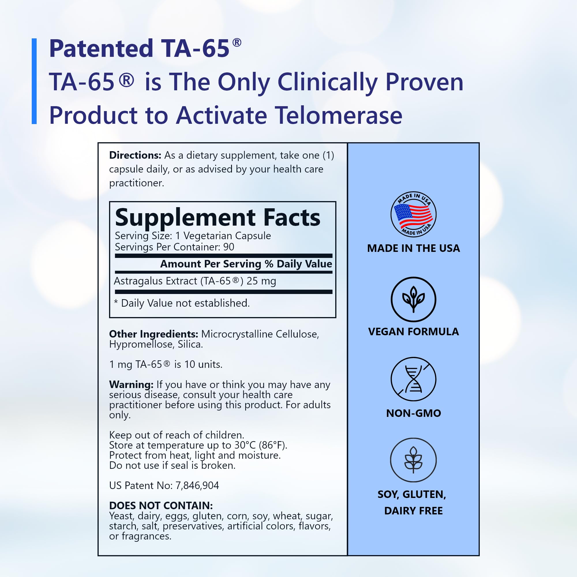 TA-65 capsules close-up highlighting easy daily dosing.