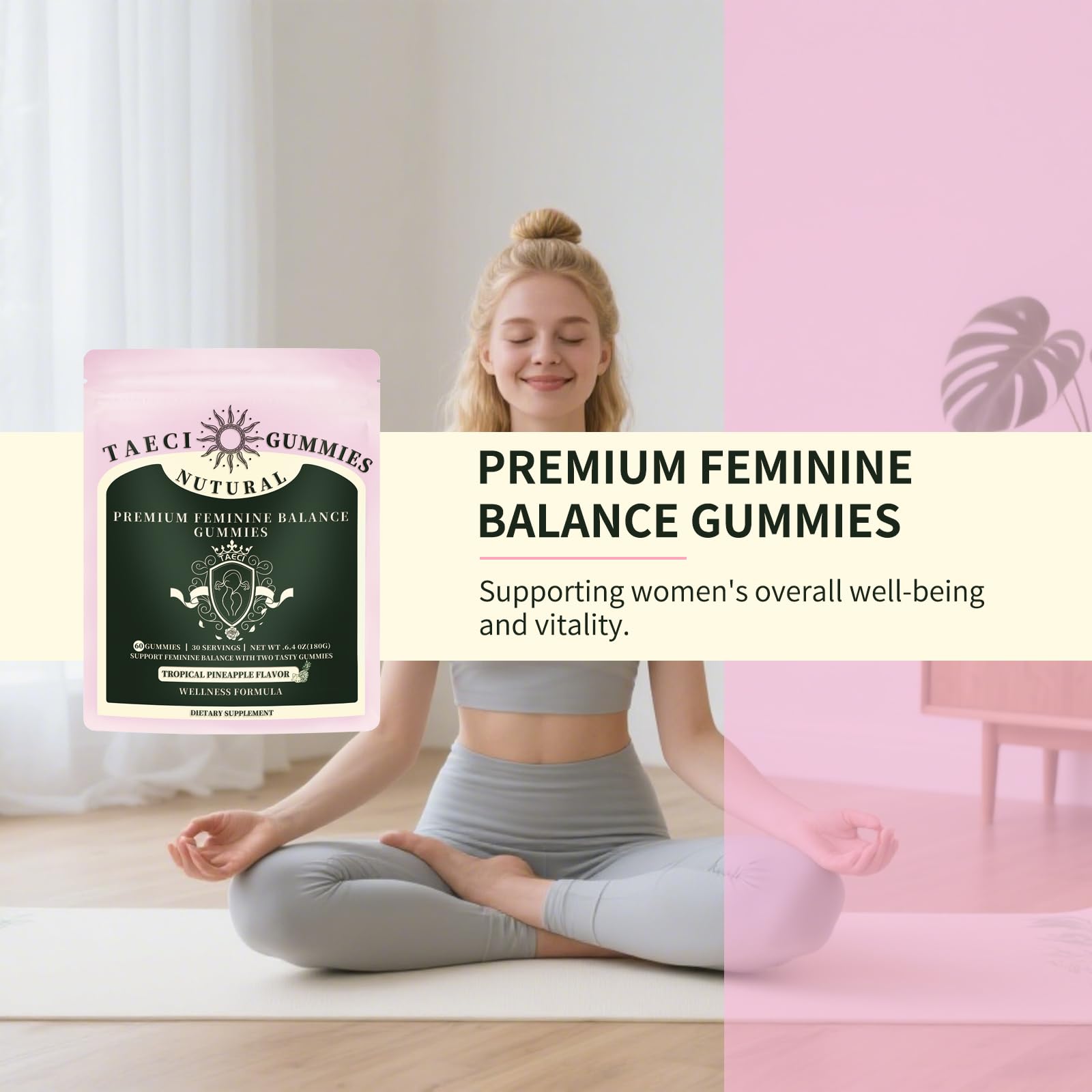 Taeci with bacillus coagulans probiotic for gut-friendly balance.