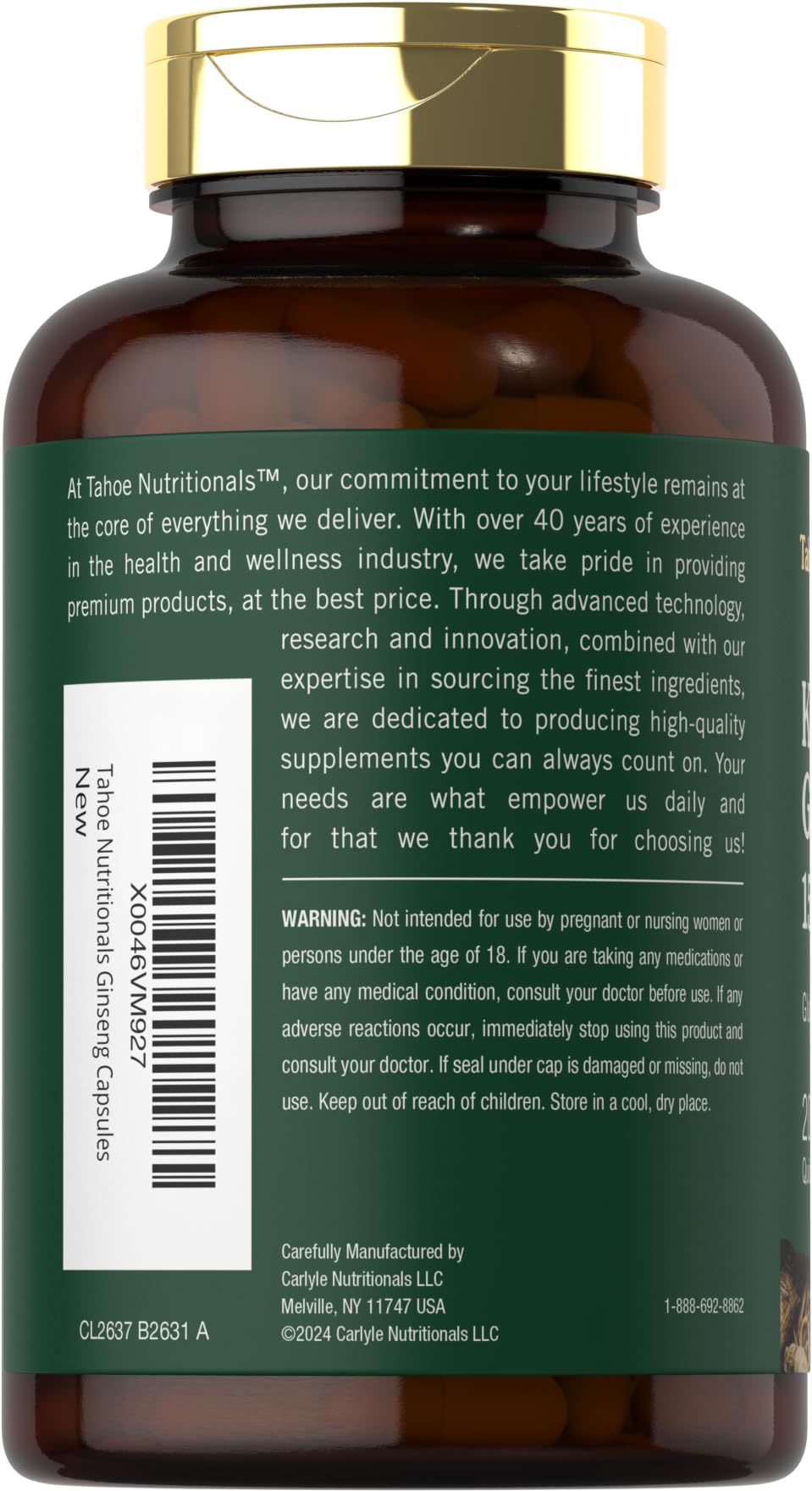 Tahoe Nutritionals gluten-free non-GMO panel highlights clean ingredients.