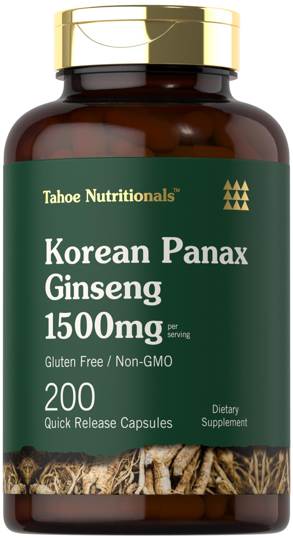 Tahoe Nutritionals Korean Panax Ginseng Extract 1500mg bottle for daily wellness.