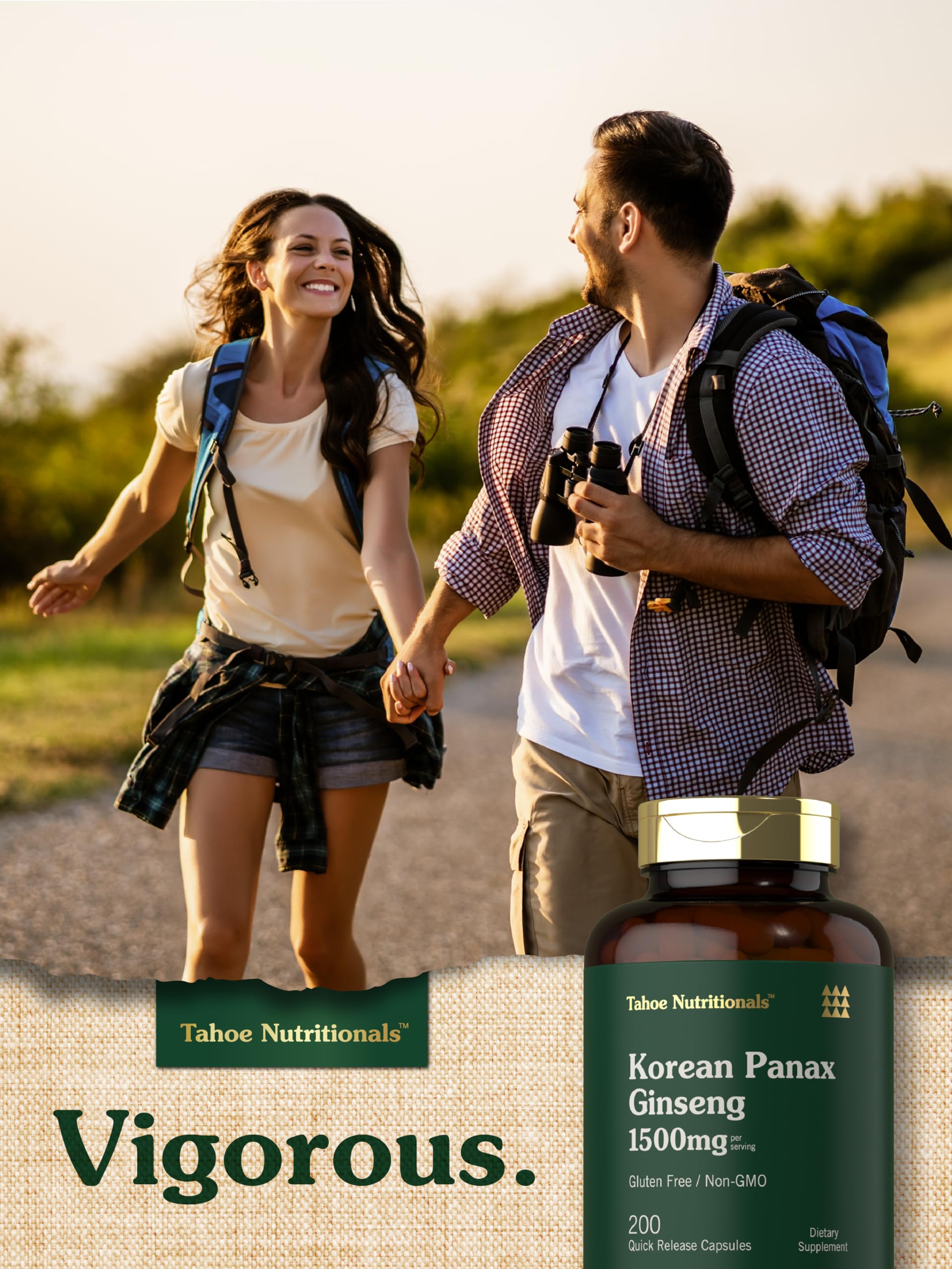 Tahoe Nutritionals natural ginseng roots image evokes authentic sourcing.