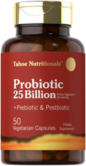 Tahoe Nutritionals bottle showing prebiotic-probiotic-postbiotic formula for balanced digestion