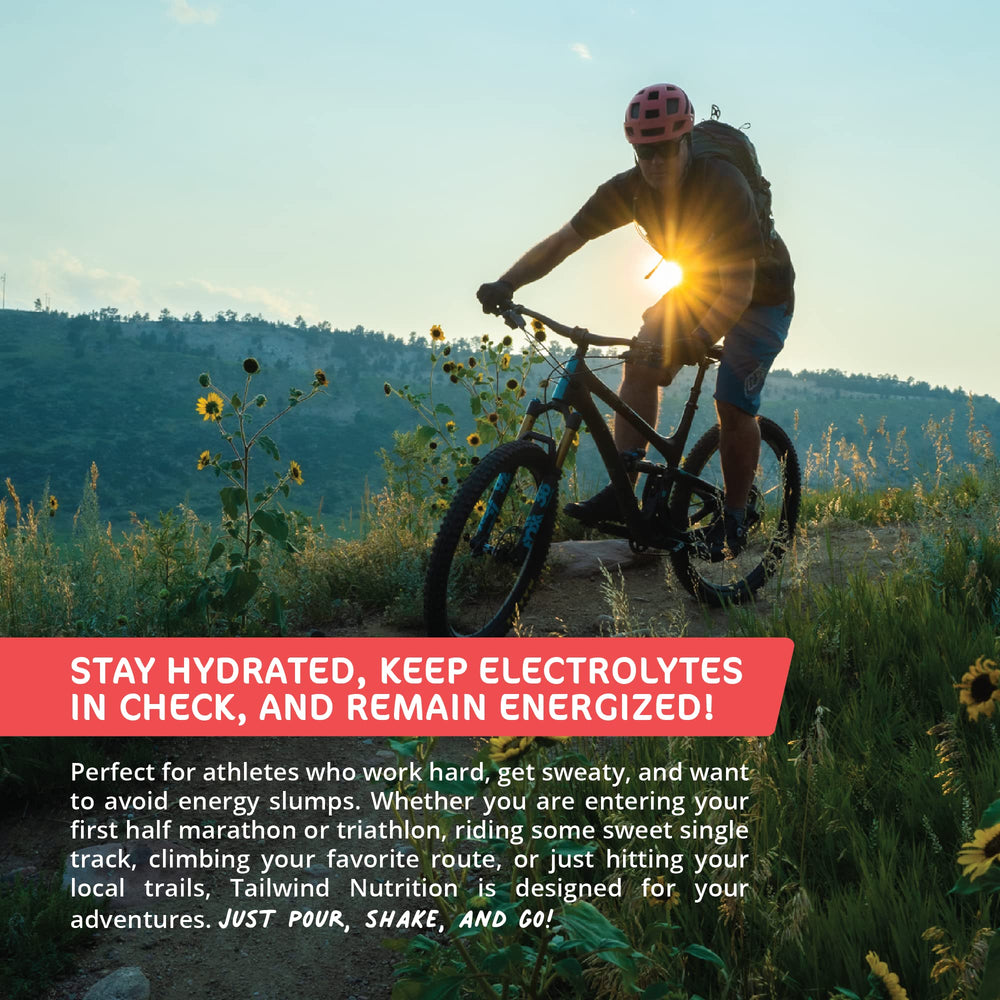 Tailwind Endurance Fuel after-workout bottle highlights refreshing electrolytes.
