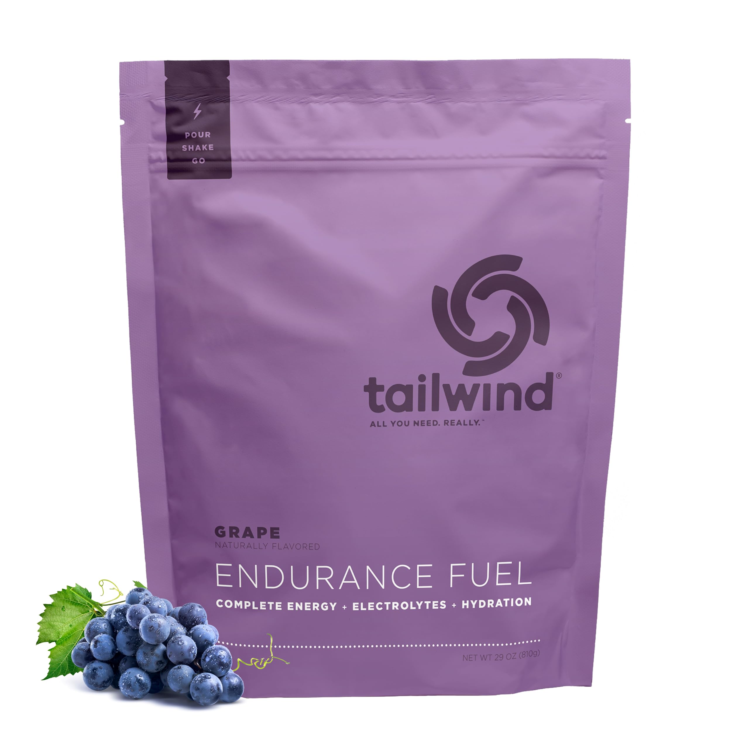 Tailwind Endurance Fuel grape powder ready to mix for sustained energy during workouts