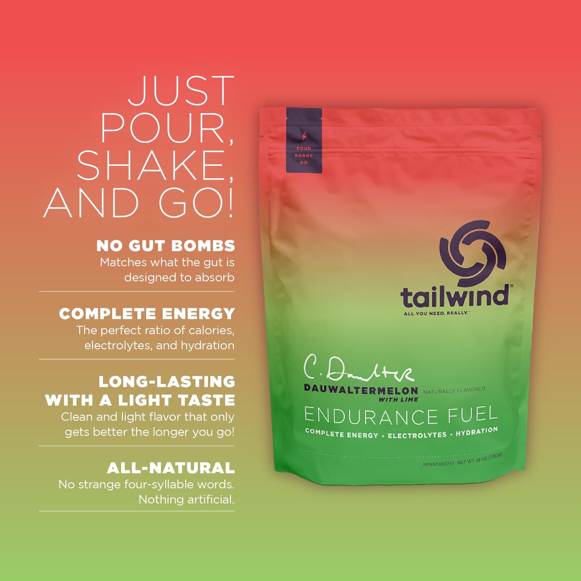 Tailwind Endurance Dauwaltermelon packet for on-the-go fueling during training.