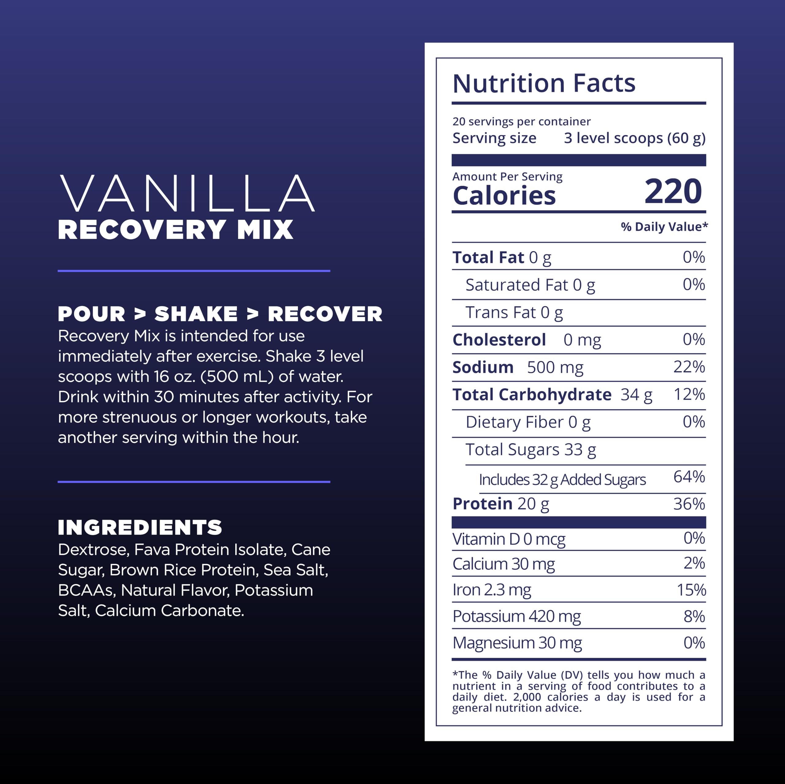 Tailwind Nutrition Recovery Mix glass with prepared vanilla drink for quick hydration