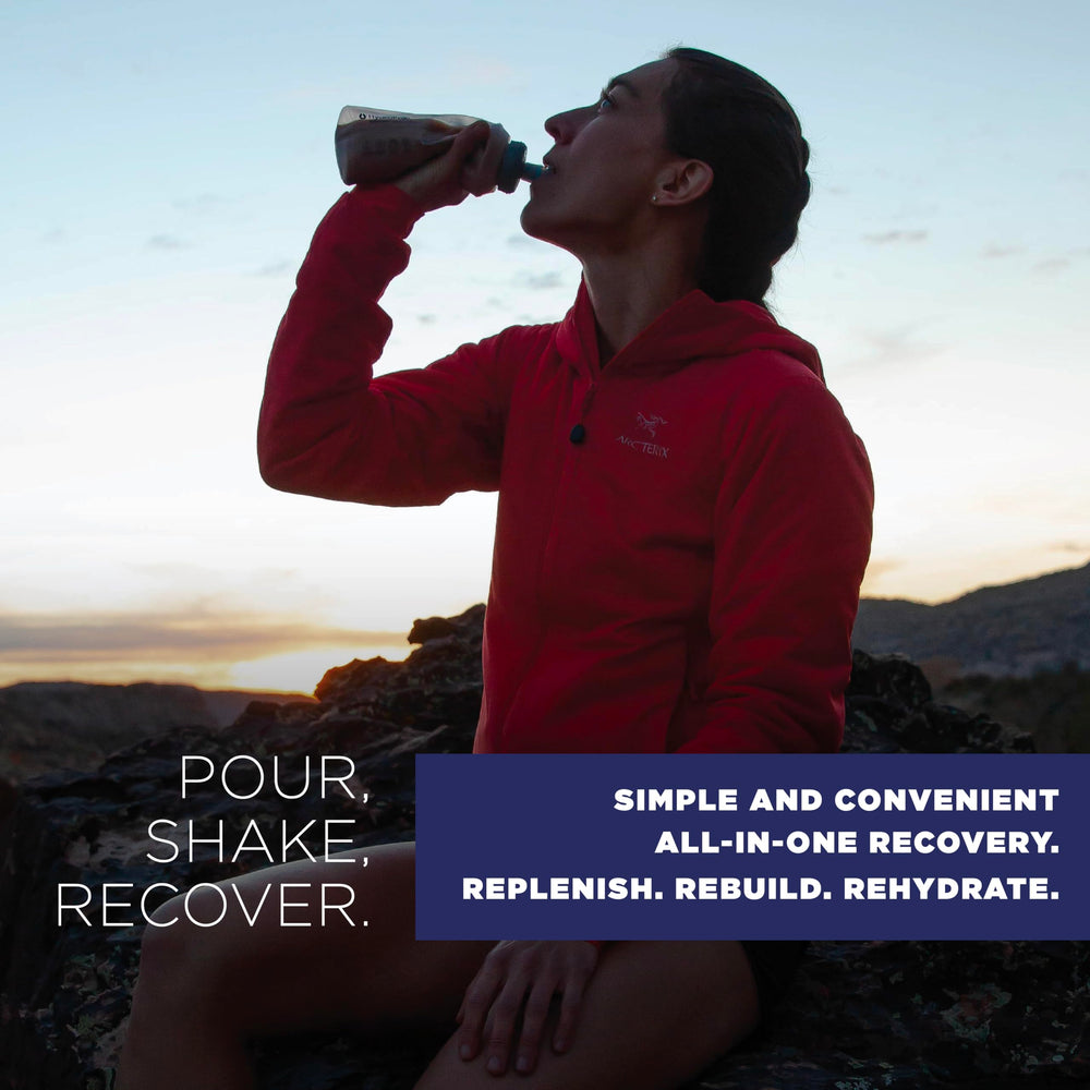 Tailwind Nutrition Recovery Mix ingredient icons emphasize protein, carbs, and electrolytes