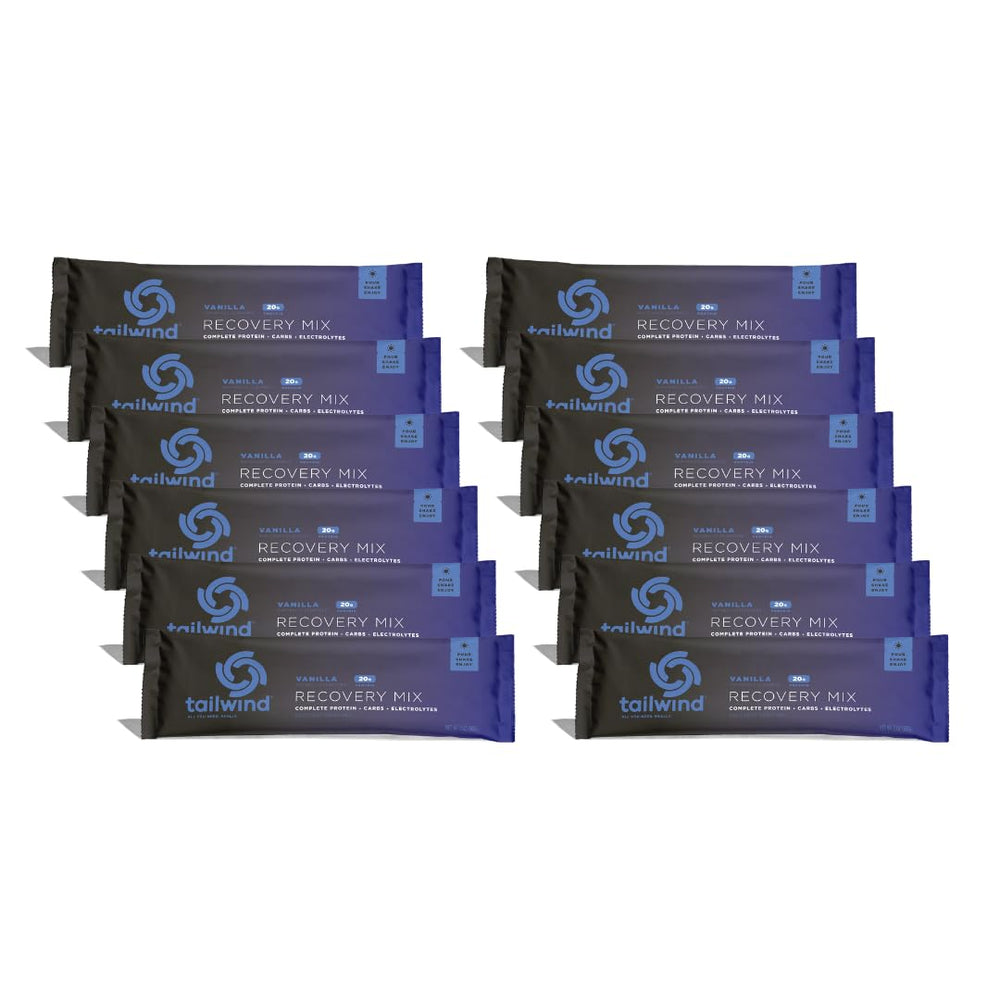 Tailwind Nutrition Recovery Mix vanilla bottle pour for post-workout hydration