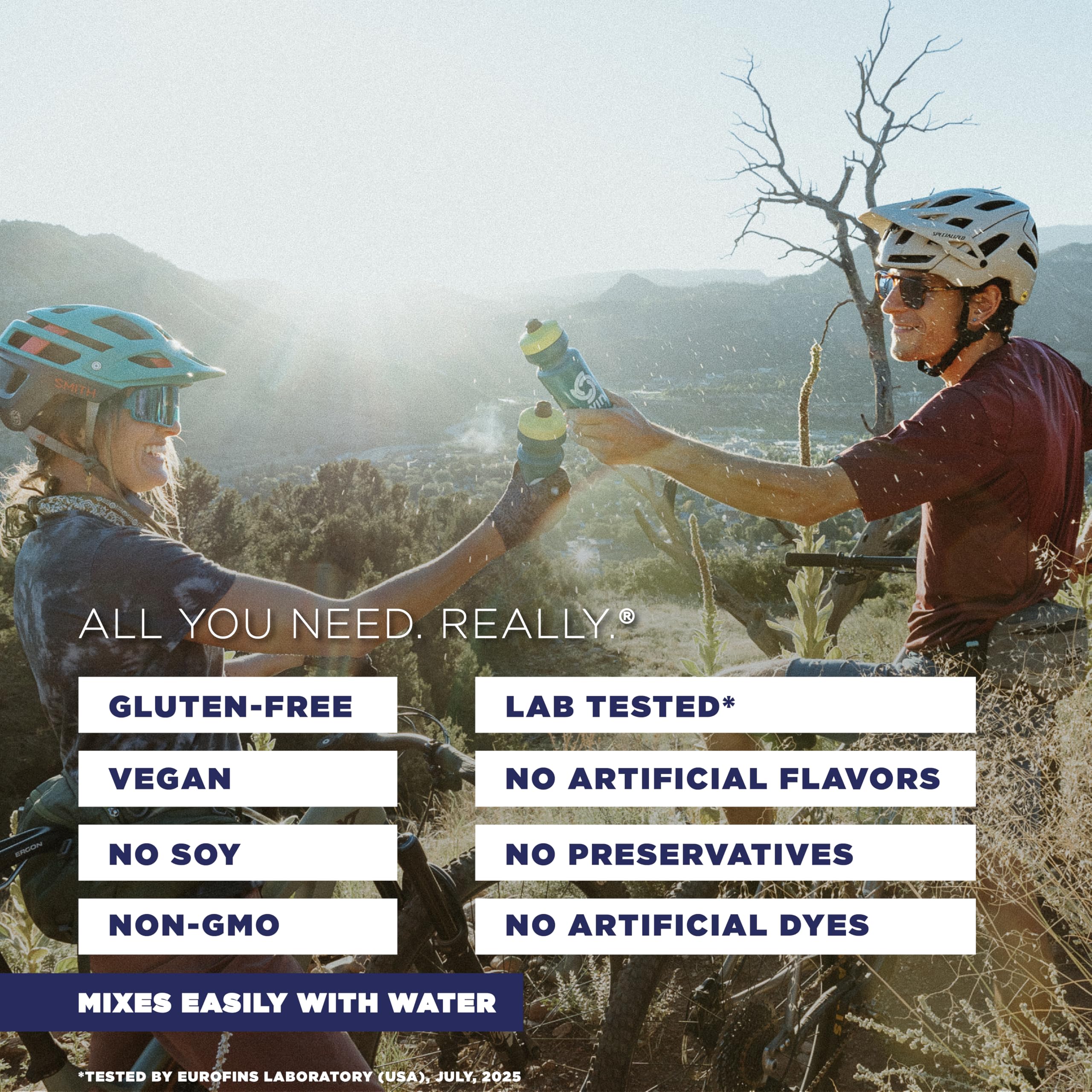 Tailwind Nutrition Recovery Mix vanilla tub label highlighting vegan and allergen-free features
