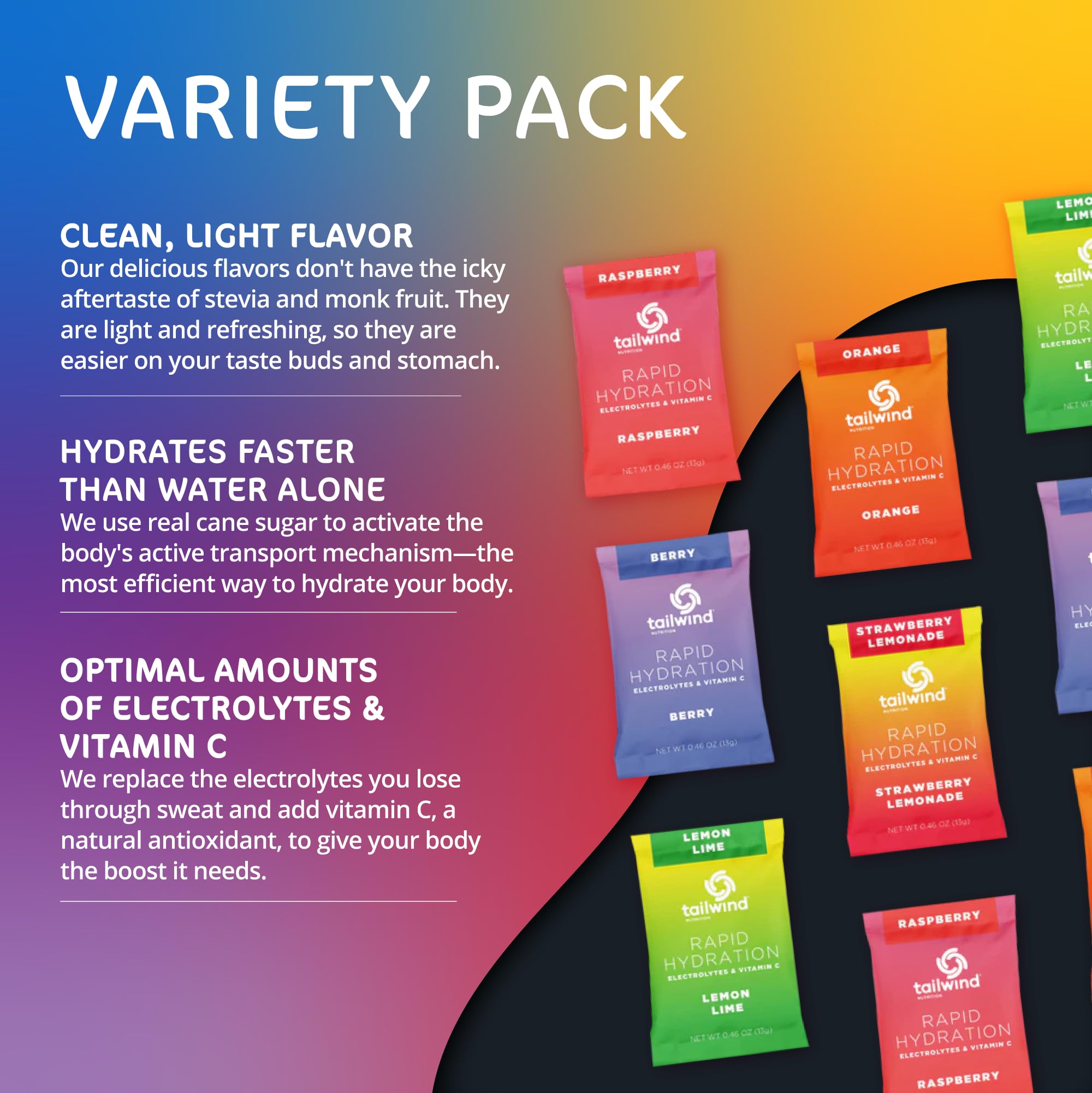 Tailwind Rapid Hydration lemon lime sachet dissolving in water for crisp flavor and balance