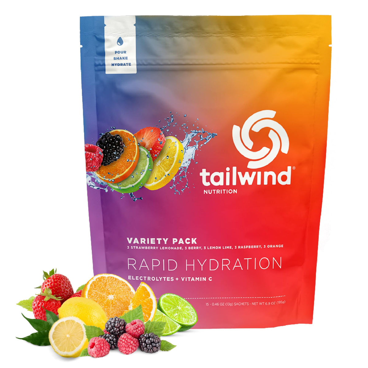 Tailwind Rapid Hydration orange sachet dissolving in water for quick electrolyte replenishment