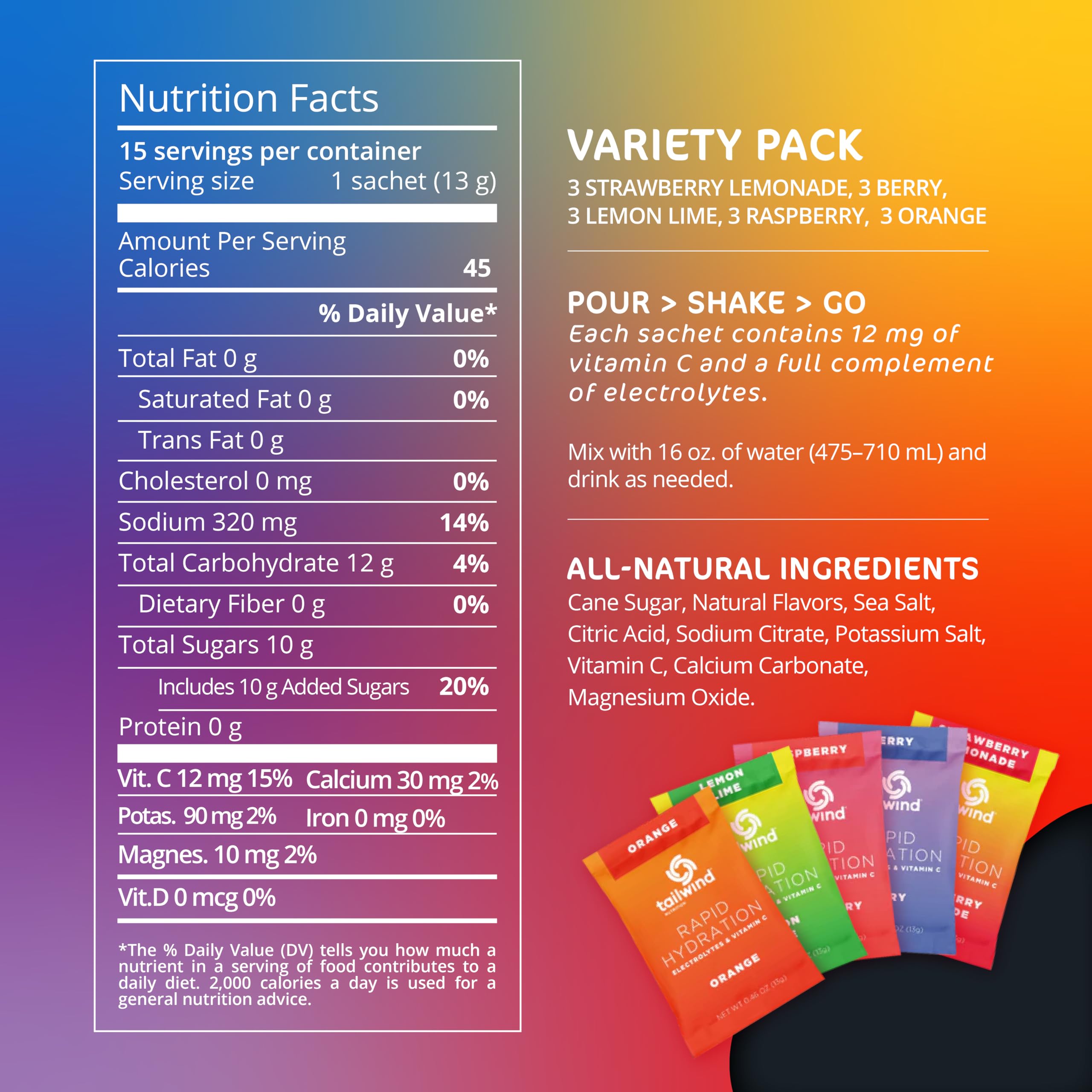 Tailwind Rapid Hydration strawberry lemonade sachet dissolving for refreshing hydration and vitamin C support