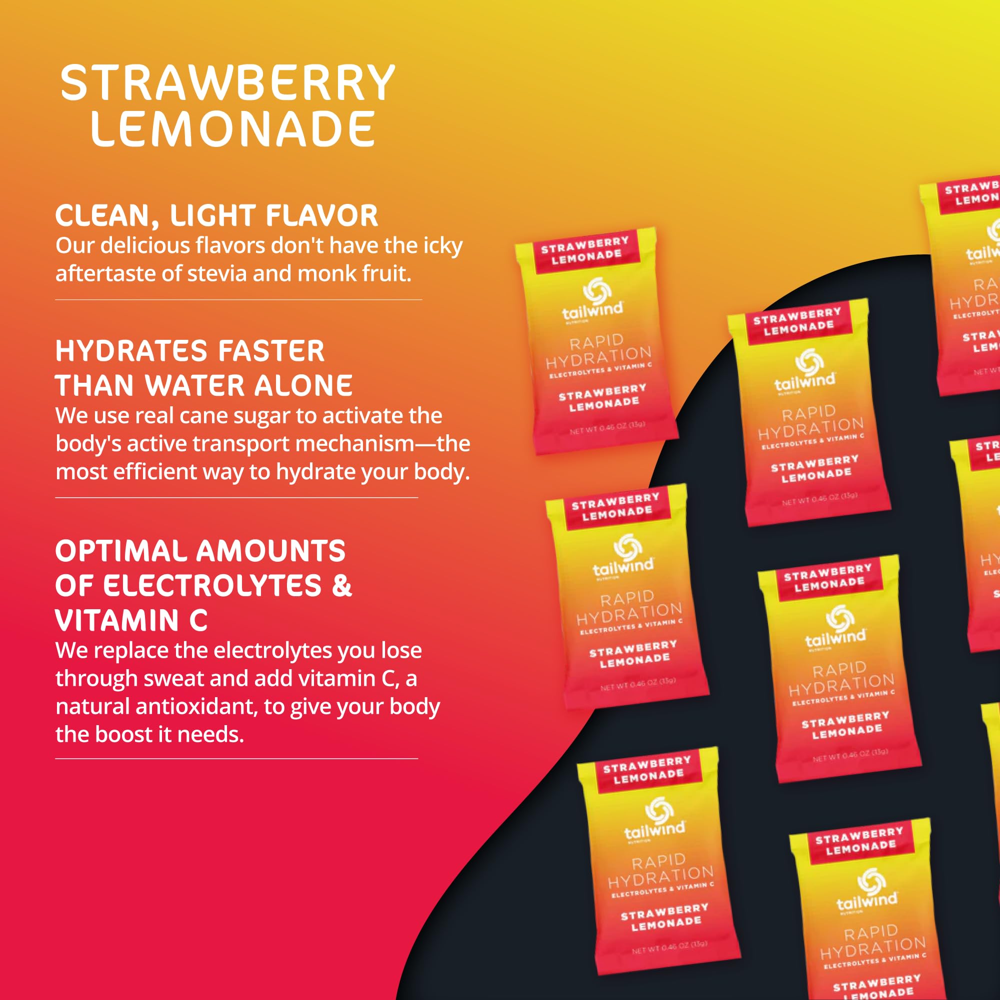 Tailwind Rapid Hydration Strawberry Lemonade ready in a glass after a run.