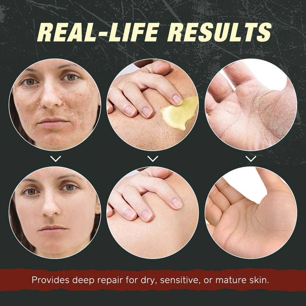 Tallow Frankincense Balm absorption on dry skin without greasiness.