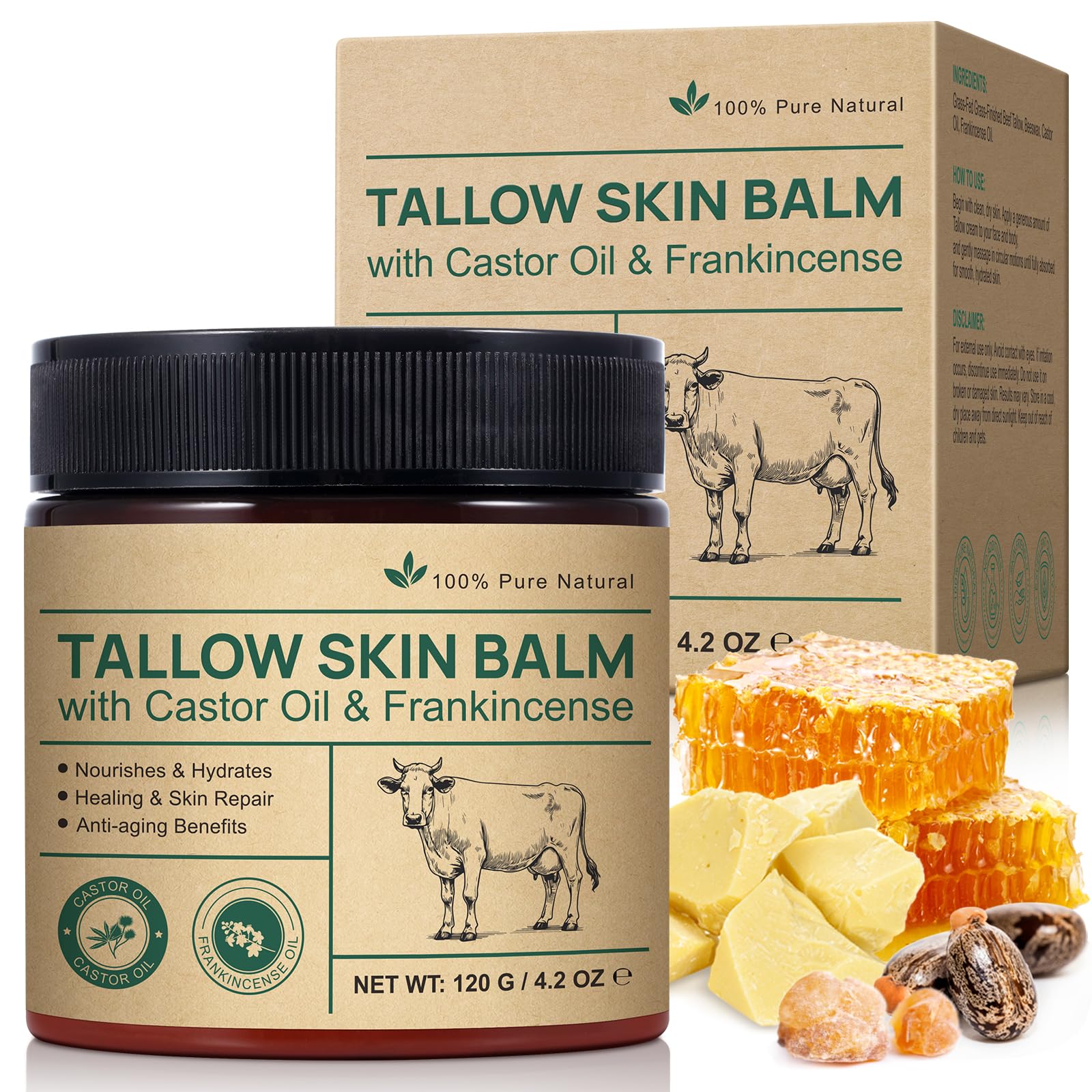 Tallow Frankincense Balm face application for deep hydration and comfort.