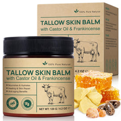 Tallow Frankincense Balm face application for deep hydration and comfort.