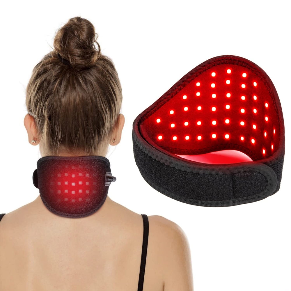 Talsafe neck wrap showing 660nm red light array for targeted neck relaxation