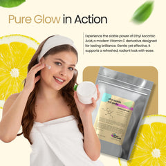 Talsen Chemicals Ethyl Ascorbic Acid Powder label lists cosmetic use.
