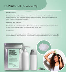 Talsen Chemicals Panthenol powder packaging closeup showing cosmetic grade quality.