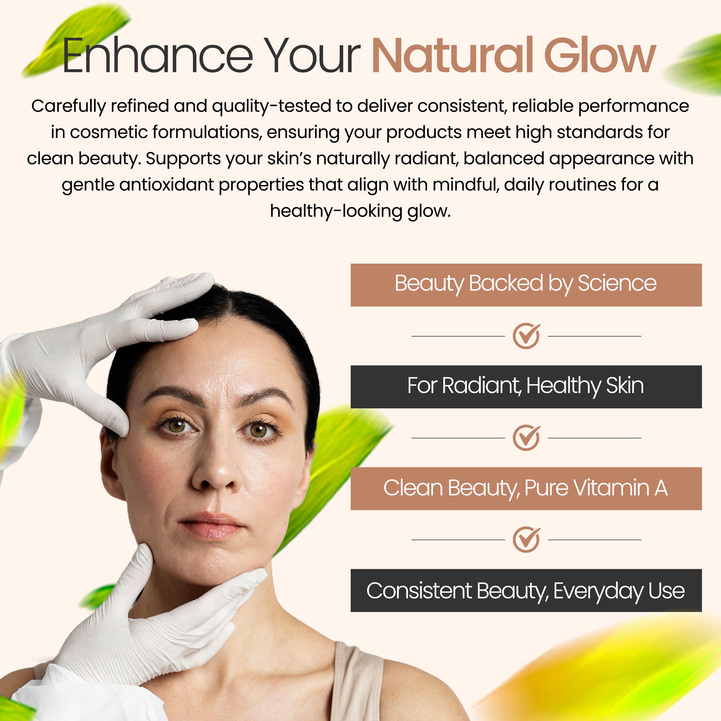 Talsen Chemicals Vitamin A powder label emphasizes cosmetic-grade suitability for skincare.