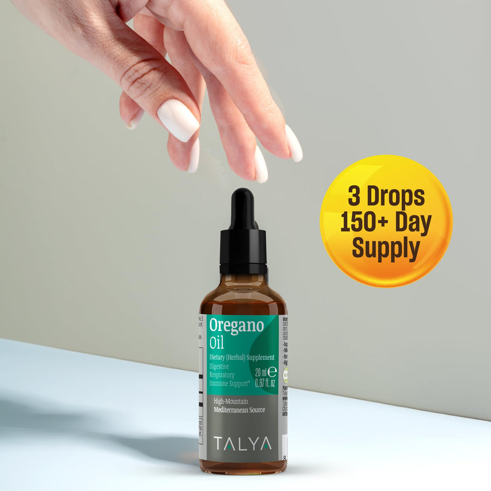 Talya Oregano Oil dropper ready for precise dosing and easy consumption