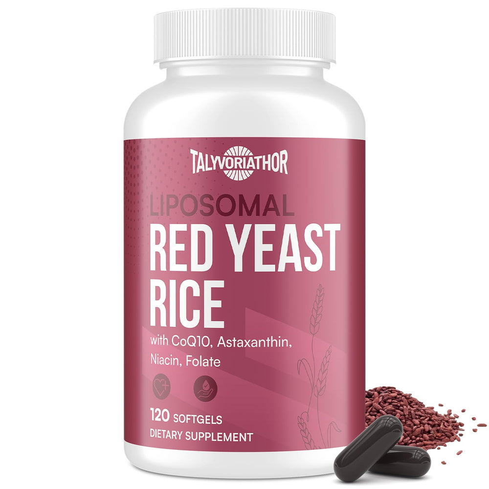 Talyvoriathor Liposomal Red Yeast Rice bottle with softgels for lipid balance.