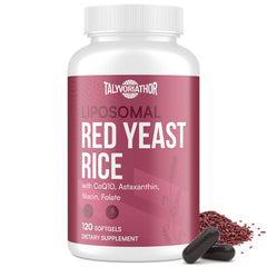 Talyvoriathor Liposomal Red Yeast Rice bottle with softgels for lipid balance.