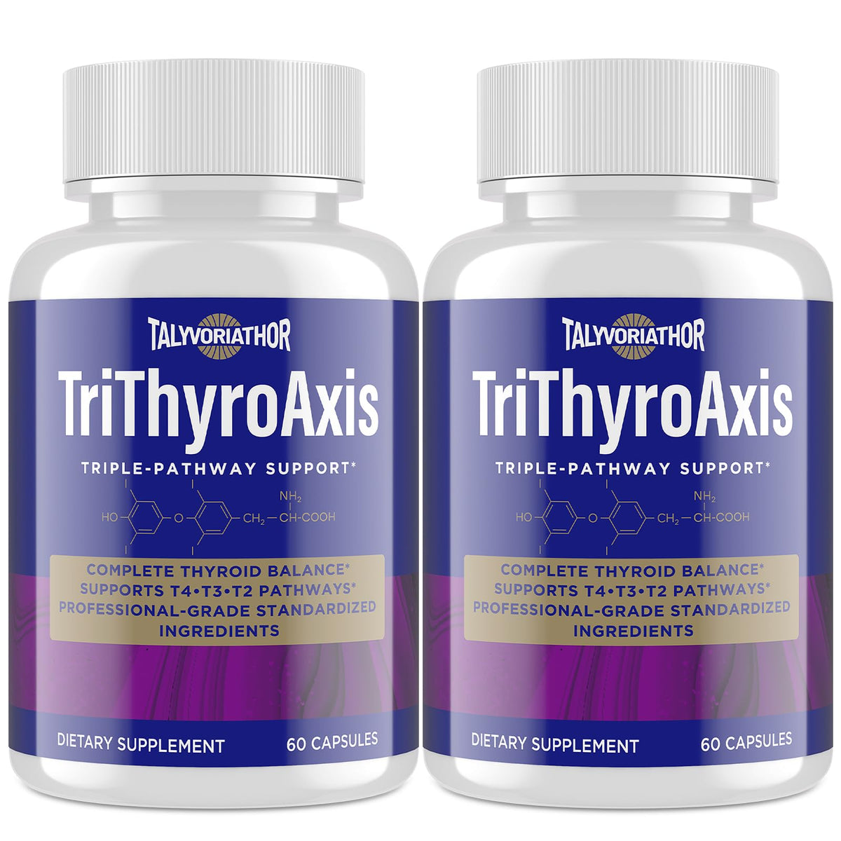 Talyvoriathor TriThyroAxis bottle front for balanced energy and metabolism.
