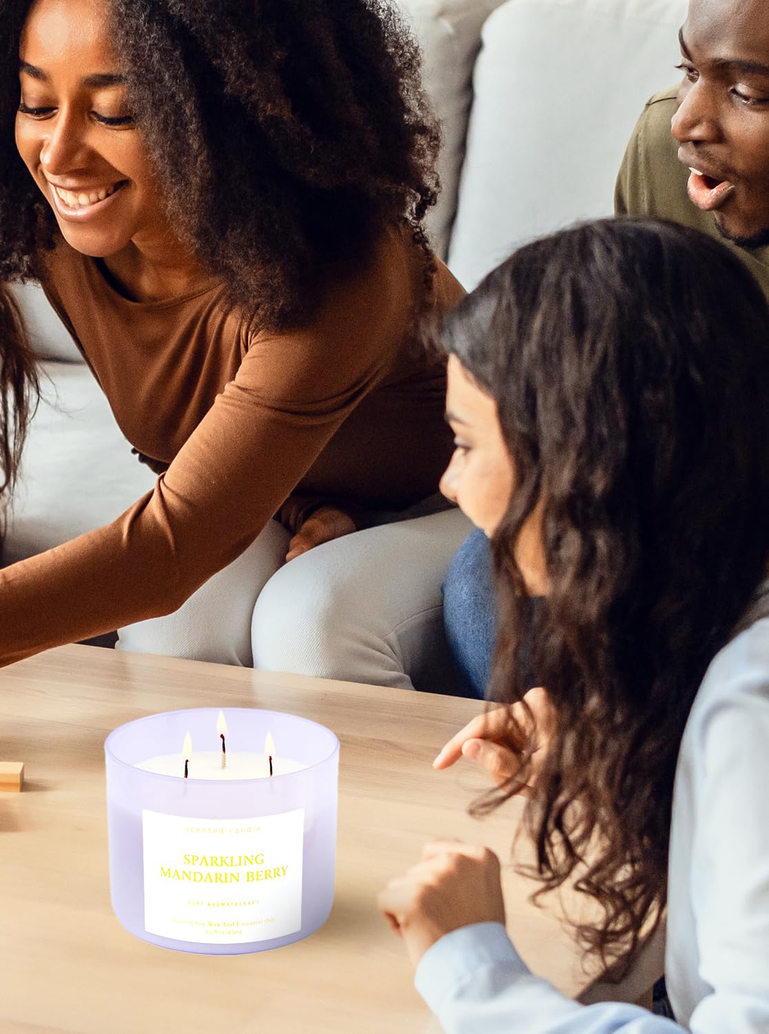 T&H Sparkling Mandarin Berry 158oz candle highlights generous size for long-lasting aroma.