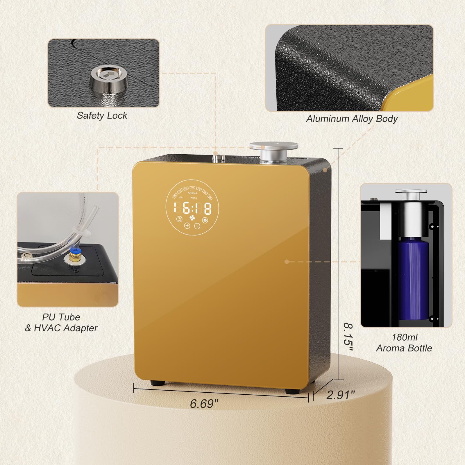 Room-wide scent coverage up to 3,000 square feet