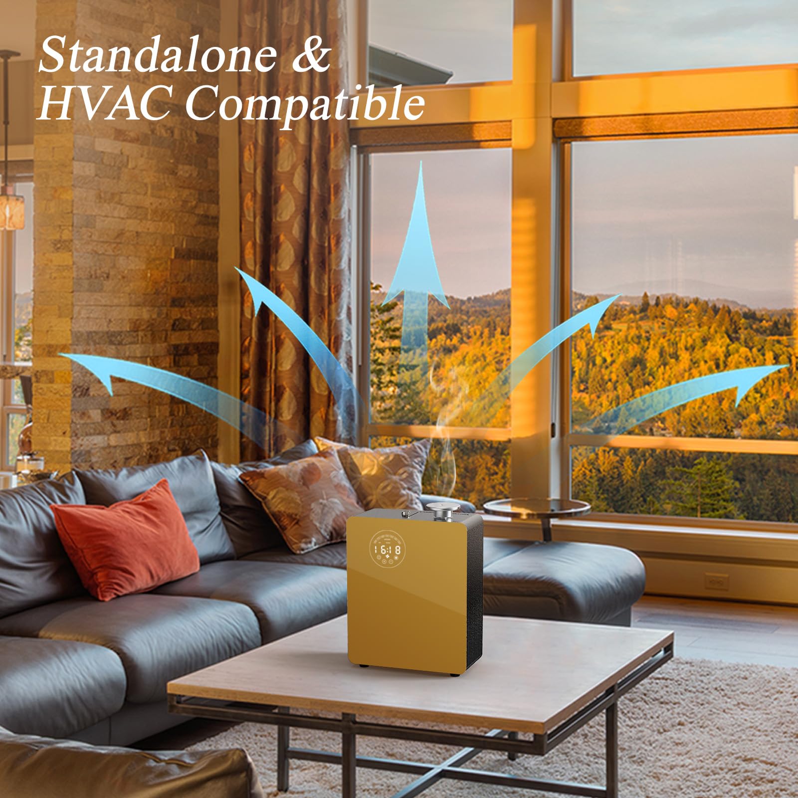 Wall-mount option saves floor space in large rooms