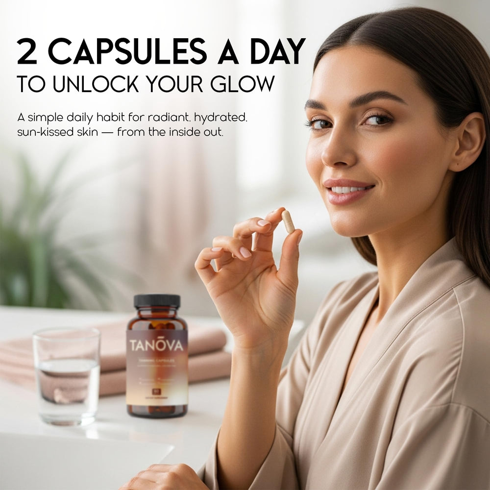 Tanova daily capsule ritual promotes year‑round radiance before vacations.