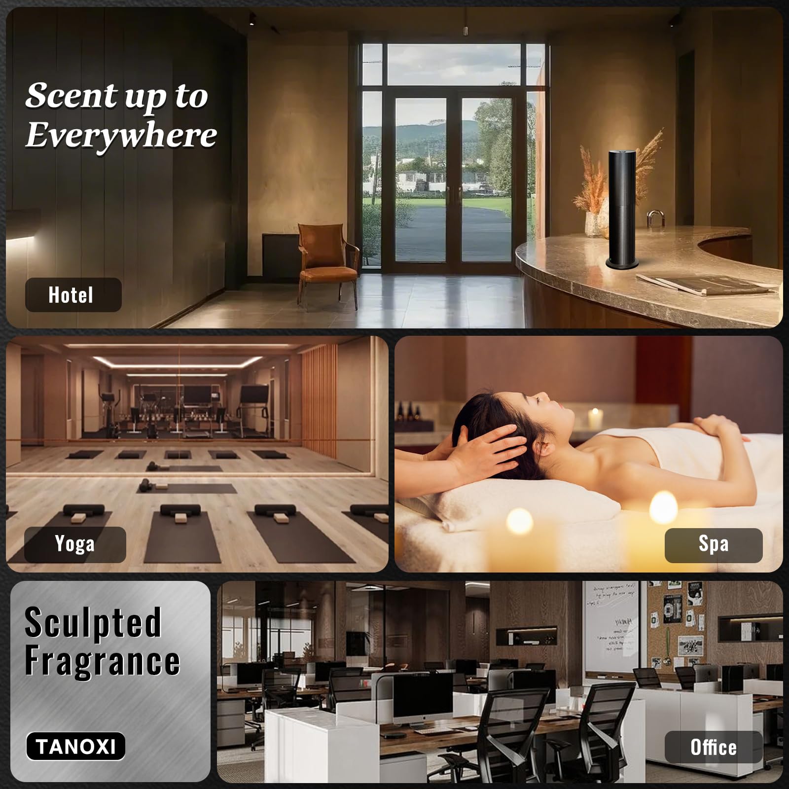 TANOXI living room setup shows elegant diffuser in use.