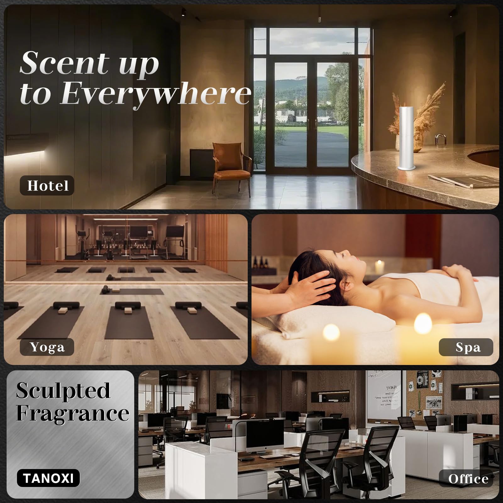 Tanoxi diffuser operates quietly for uninterrupted fragrance.