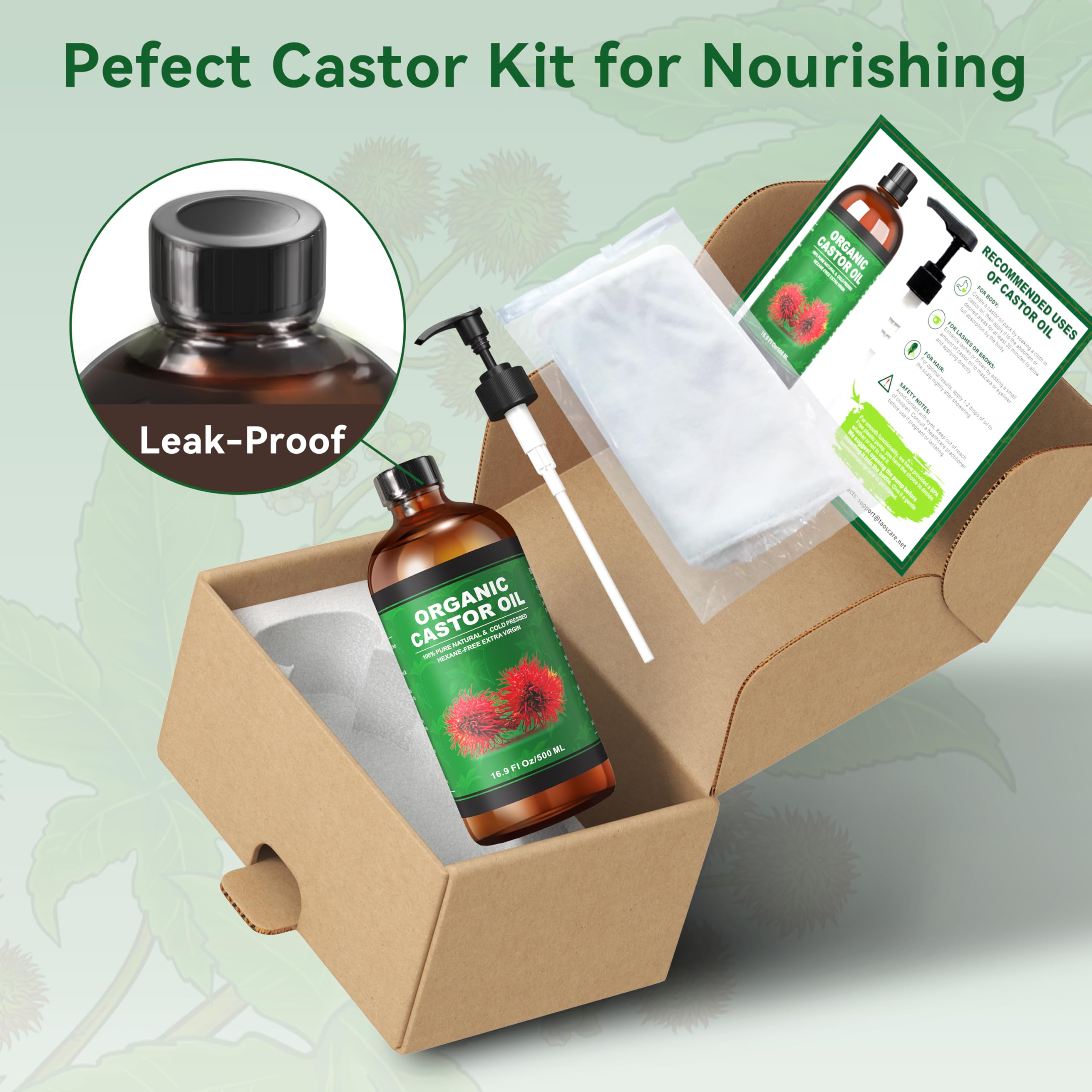 Taoscare Castor Oil Pack used on neck or knees for soothing care.