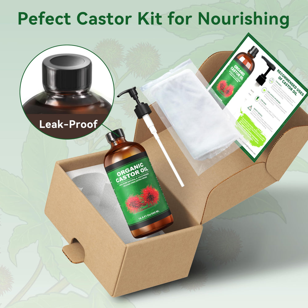 Taoscare Castor Oil Pack used on neck or knees for soothing care.